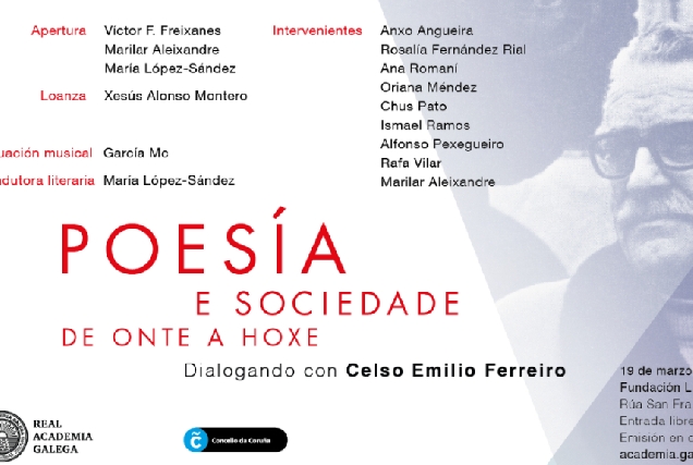 Cartel do evento da RAG 'Poesía e sociedade de onte a hoxe'